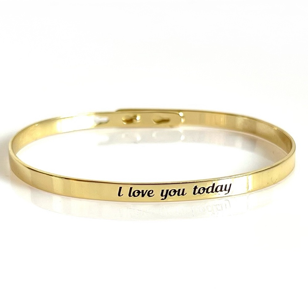 Chelsea Taylor Gold Tone "I love you today" Adjustable Bracelet